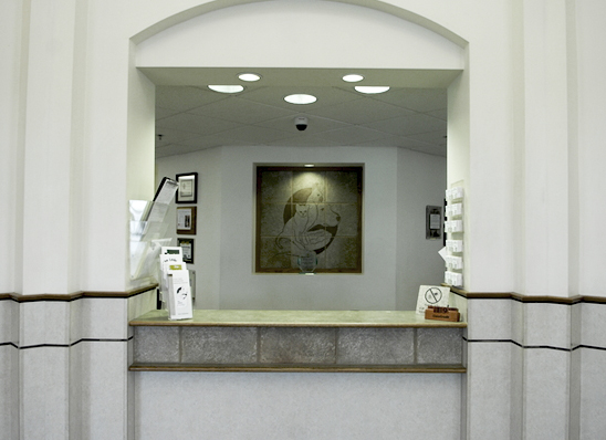 View of hospital reception area